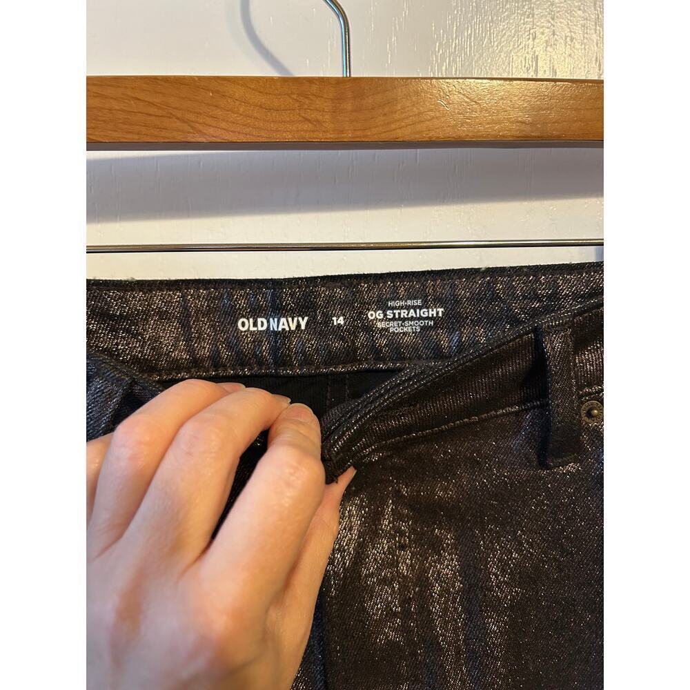 Old Navy Silver and Black Metallic Jeans Size 14 - Picture 9 of 10